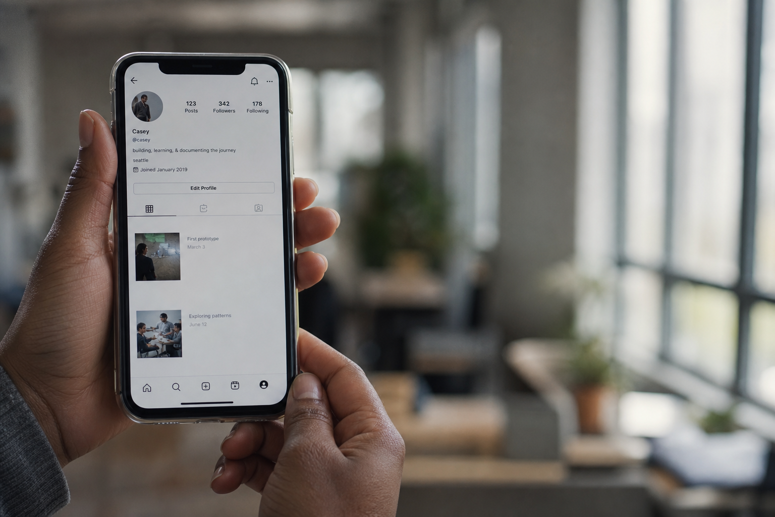 A nearly-empty social feed on a phone